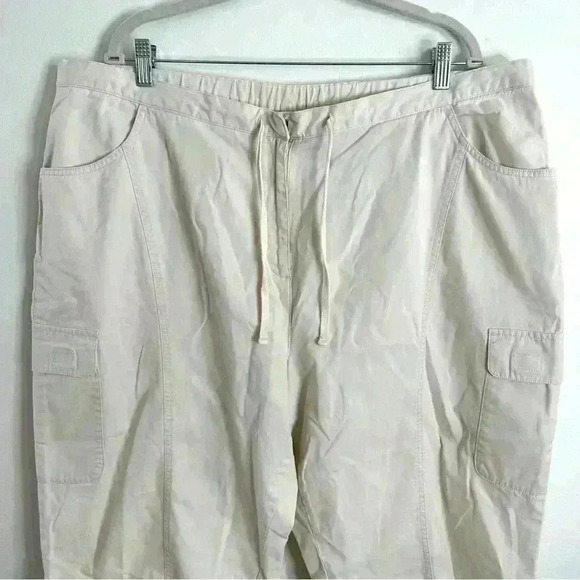 J.Jill Capri Cargo Pants Womens Size 22 Cotton High Rise Flat Front Drawstring - Picture 2 of 15